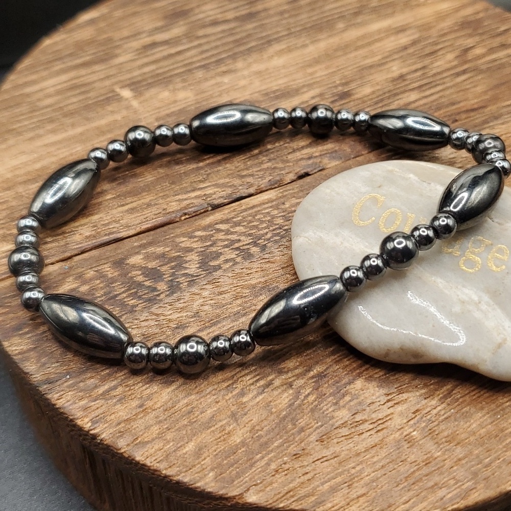 B2810 Hematite bullet beaded bracelet‎